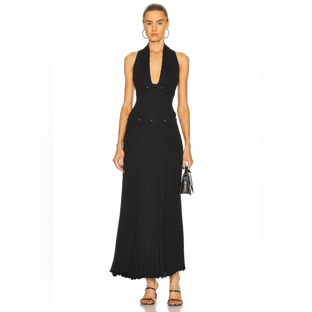Christopher esber Black Ribbed Halter Maxi Dress
